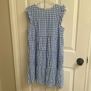 Gingham Seersucker Flutter sleeve dress
